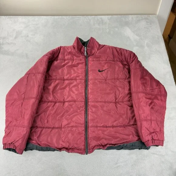 Vintage Nike Y2K Men's Size Large Reversible Big Nike Logo Embroidered Jacket